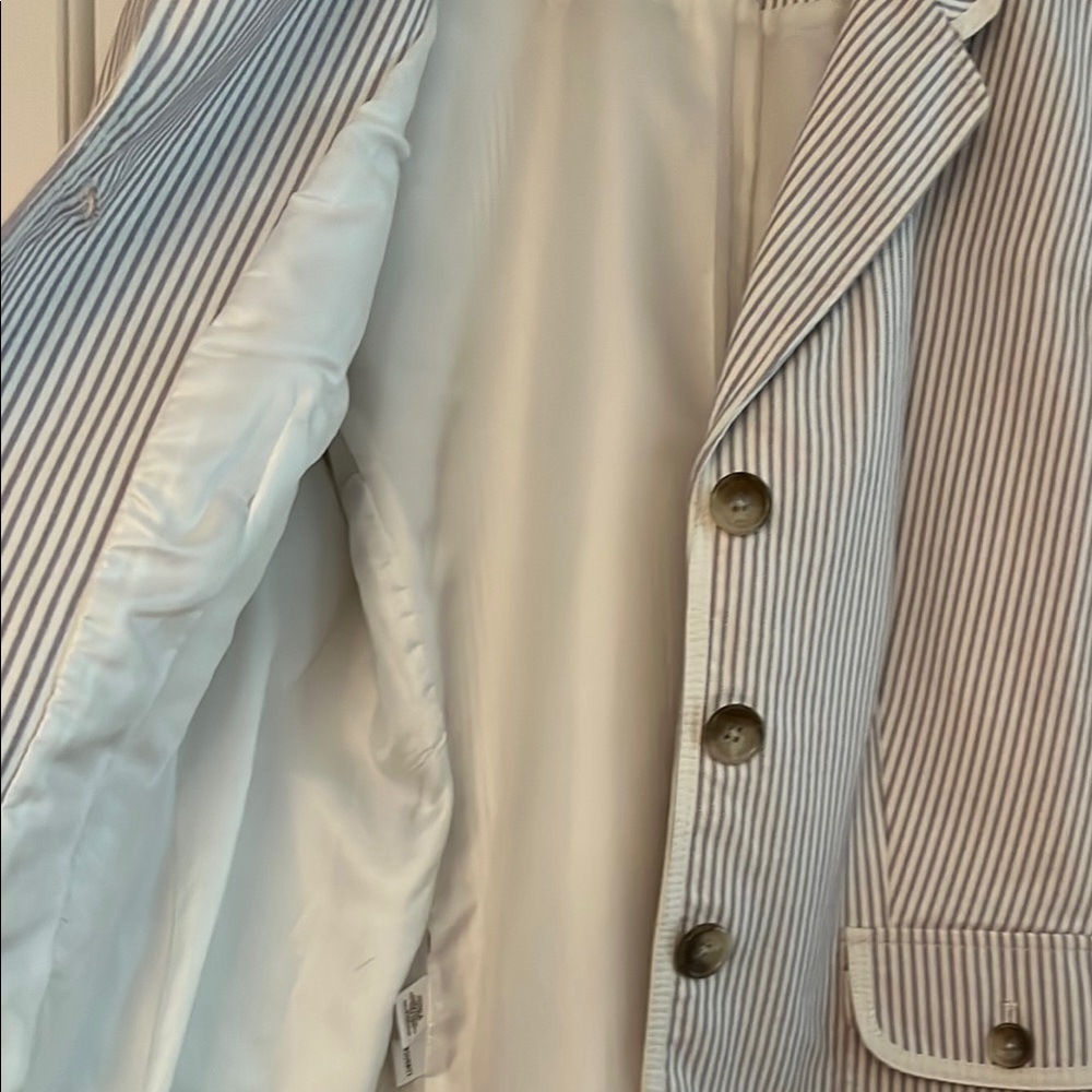 Ann Taylor White and Lavender Stripe Blazer with Notched Lapel - Picture 4 of 5